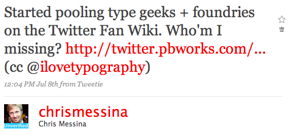 Twitter / Chris Messina: Started pooling type geeks ...