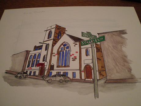 Grace Church - painting in progress