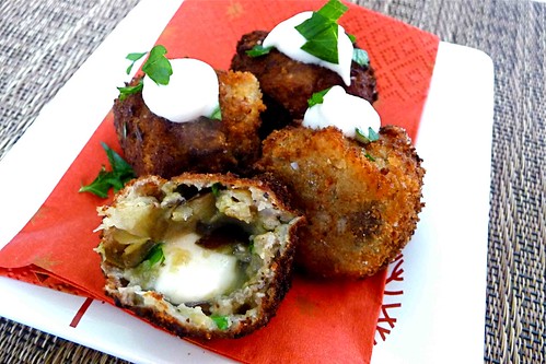 Fried Eggplant Balls with Melted Mozzarella Center