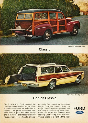 1966 Ford Country Squire With its predecessor the 1946 Station Wagon