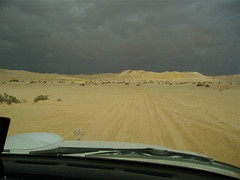 Approaching rain, surreal colours which no photograph can do justice.</p>
<p>(On expedition, exploring for oil & gas.)
