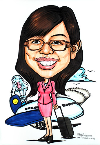 Caricature for the Nielson COmpany - departure at airport