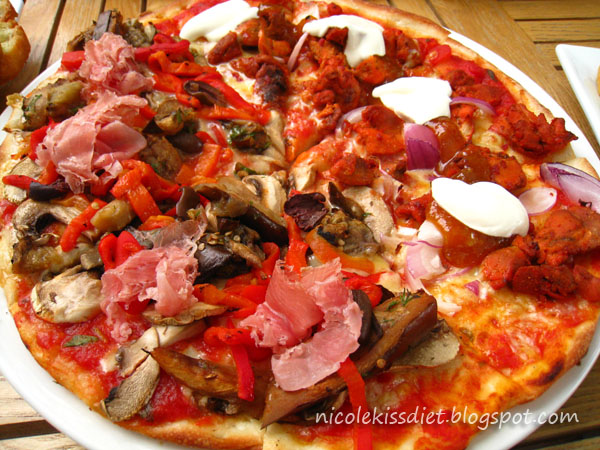 mediterranean and tandoori chicken pizza