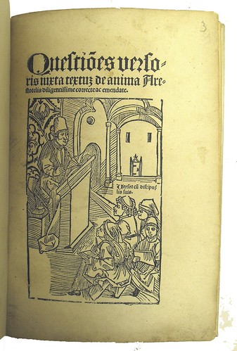 Title Page with woodcut illustration from Versoris, Johannes: Questiones Iuxta Textum de Anima Aristotelis