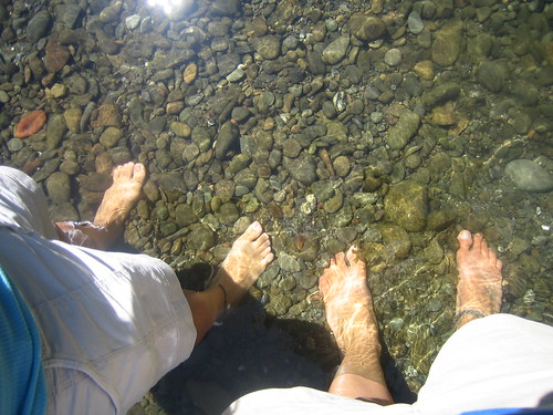 Dipping feet in Eel River