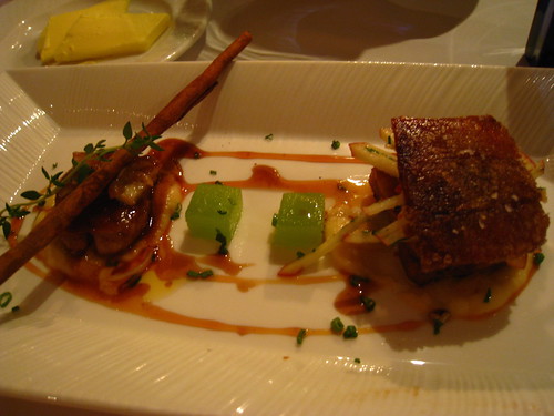 Slow Roasted Cinnamon Pork Belly on Ginger & Apple Purée with Smoked Foie Gras