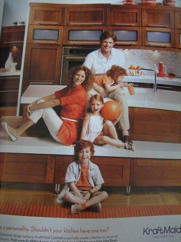 Kraftmaid Cabinetry ad with Cathrineholm bowls in background
