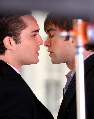 Ed Westwick and Chace Crawford on Gossip Girl Set in New York City