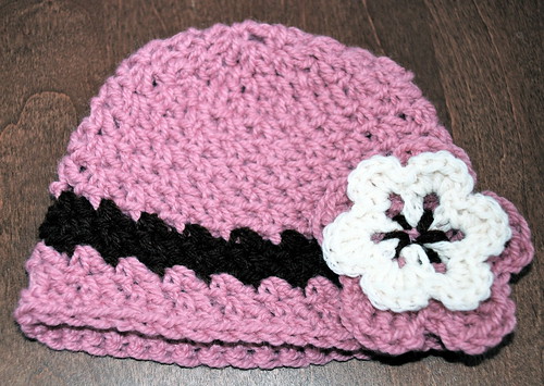 Pink Beanie with Flower