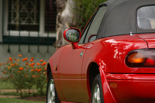 red convertible na mazda miata mx5 roadster softtop eunos