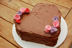 heart shaped cake with flowers