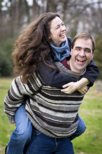 Engagement shot of me on the Professor's back by Cayce Callaway