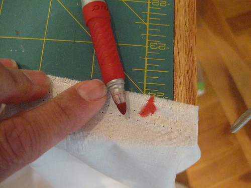 marking my fabric at regular measured intervals