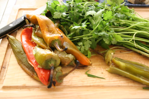 Roasted peppers, cilantro