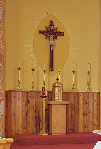 Saint Joseph Church, in Meppen, Illinois, USA - tabernacle and crucifix
