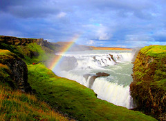 冰島Gullfloss瀑布。O Palsson攝