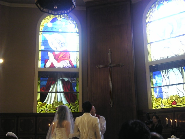 Wedding ceremony in a church.