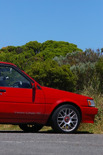 AE82 parked on the Great Ocean Road