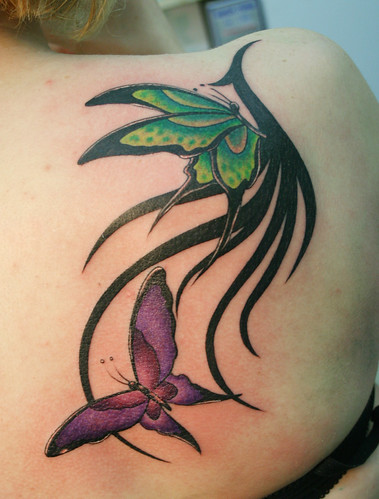 The butterfly art tattoo tribal design