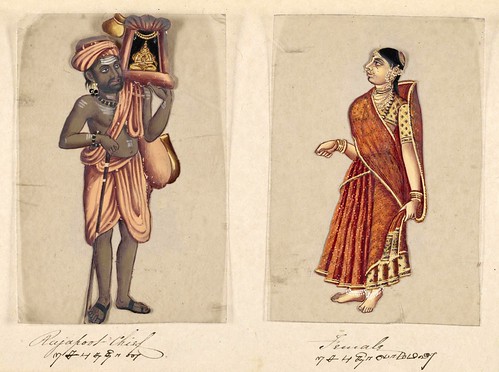 003-Jefe Rajapoot y su mujer-Seventy two specimens of castes in India 1837