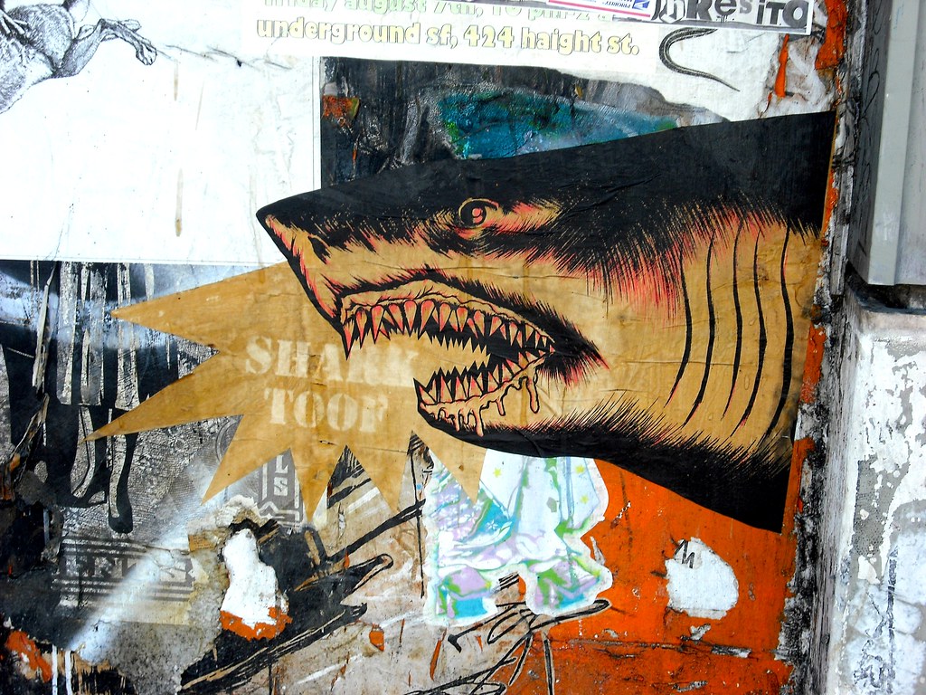 Shark Toof Street Art Poster Graffiti - San Francisco, California. 