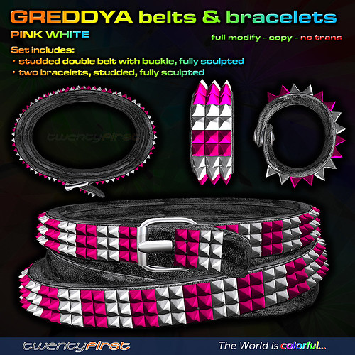 GREDDYA-belts-PINK WHITE