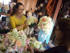 Yilin and mom working on flowers