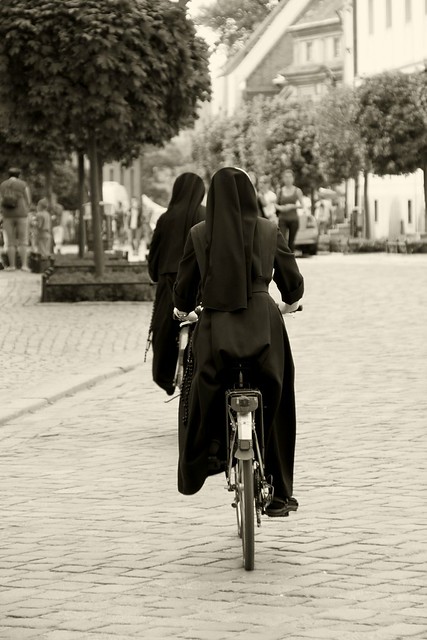 Nuns on bicycle... [B&W]