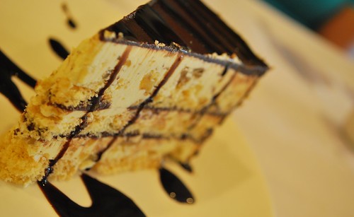 Malakoff Cake: layer of sansrival with chocolate and pistachios