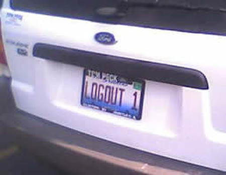 logout car license plate