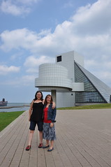 Sarah and Alison in front of Rock and Roll Hall of Fame