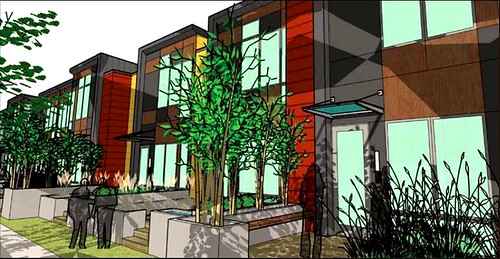 rendering of townhomes at Aria (by: Michelle Kaufman, via AriaDenver.com)