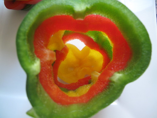 different coloured peppers