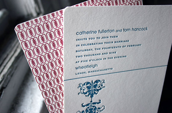 Cavall letterpress wedding invitation - cool red pattern! - by Smock