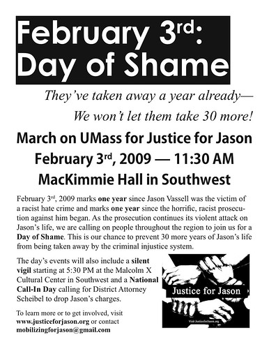 Justice For Jason Feb 3rd March On UMass Flyer