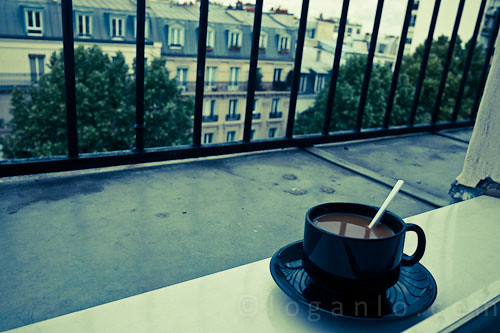 Cup of coffee overlooking Paris