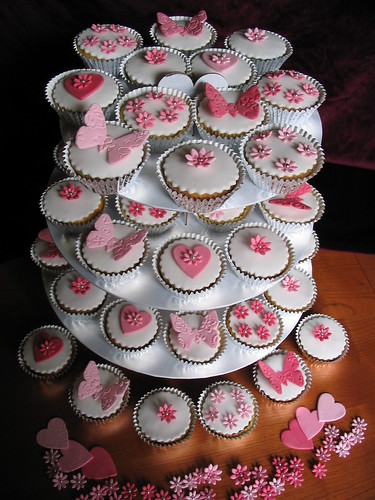 Pink wedding cupcake display