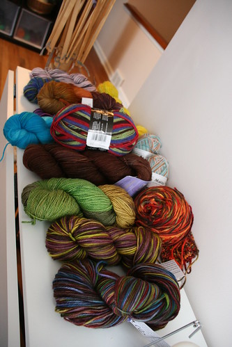 Every skein of sock yarn that I own