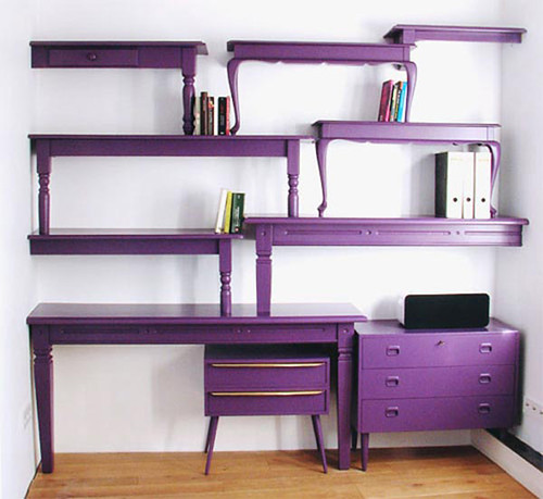 Purple-bookcase-comes-with-unique-shape-and-purple-color