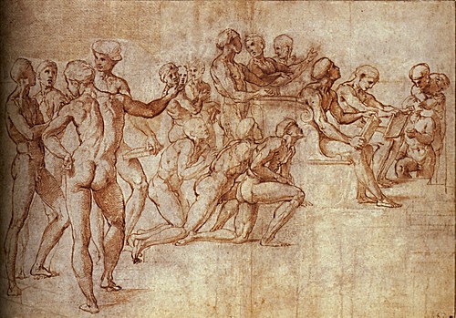 1508  Raphael    The Disputa, Nude man  Brush and brown wash  14,6x9.5 cm  Londres, British Museum