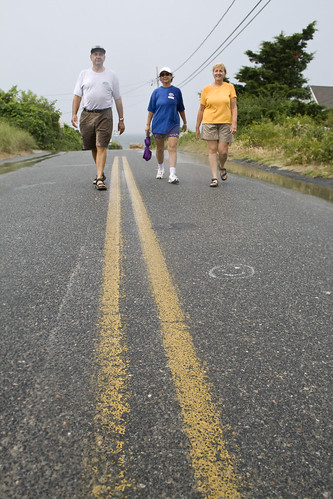 Brewster, Cape Cod Morning Walk. Tim & Antoinette Dimauro (Dennis) take an early morning walk with Virginia Fiore (Milton). 2011