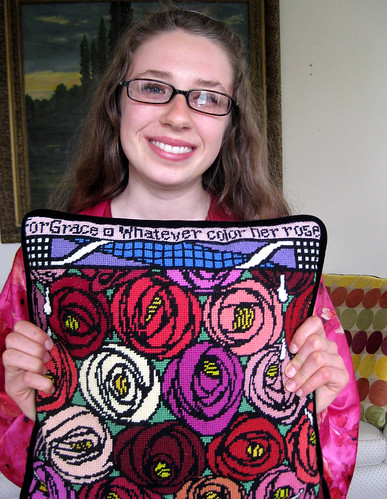 Amy finishes pillow July 2009