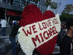 Heart of roses at Michael Jackson Memorial
