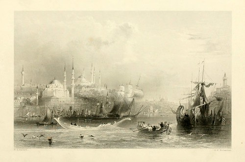 018- El puerto de Constantinopla-Las bellezas del Bosforo 1838-W.H. Bartlett