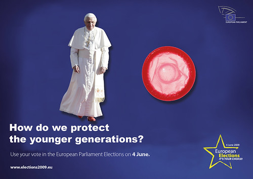 Spoof EU elections 09 poster: pope or condom