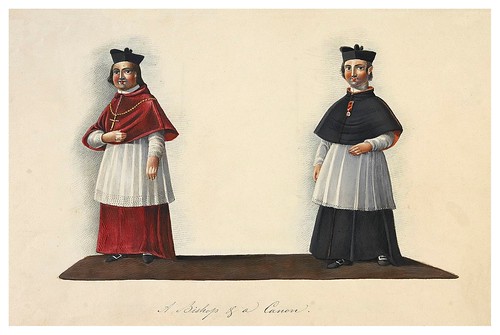 001- Un obispo y un canónico-Picturesque review of the costume of the portuguese 1836