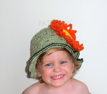 PDF crochet pattern HAPPY BIRTHDAY SUNFLOWER hat by PatternHome.