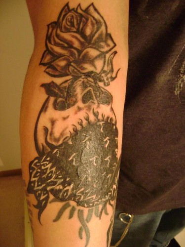 ( after) skull sleeve tattoo 3 by tatzbyjustin. From tatzbyjustin