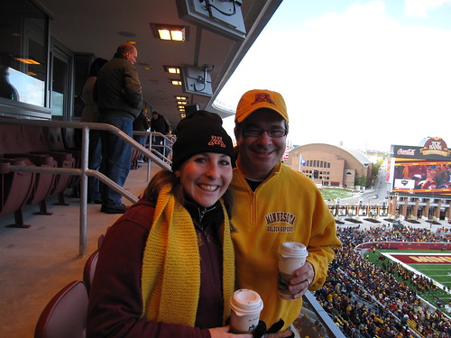 Sipping Caribou Coffee at the Gopher Game