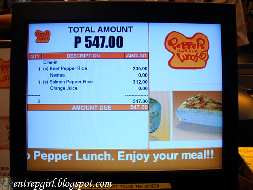 Pepper Lunch bill
